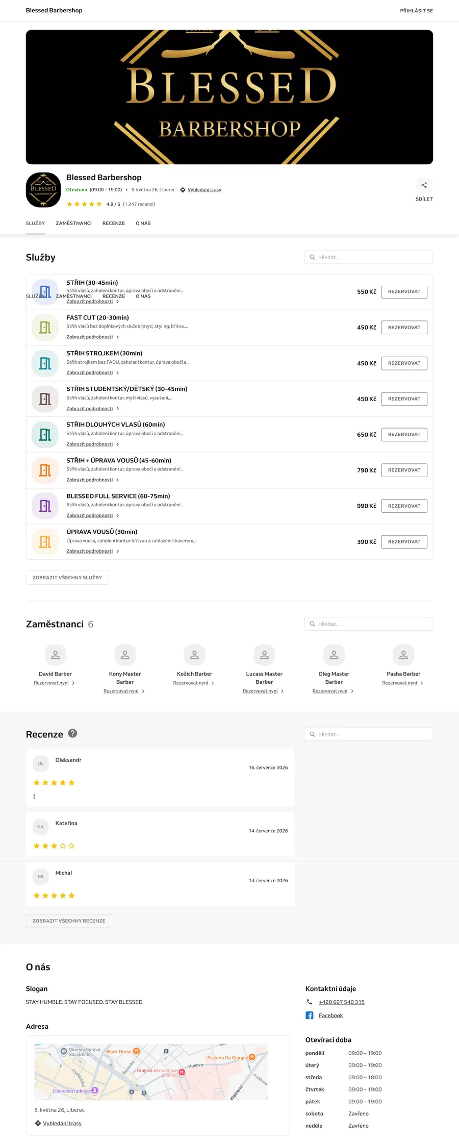 Just a link to an external booking page — desktop